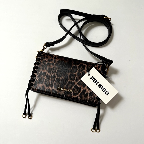 NWT Original STEVE MADDEN Leopard Clutch / Crossbody Bag Animal Print Tassel - Picture 4 of 9